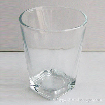 Clear Glass Tumbler with Square Bottom